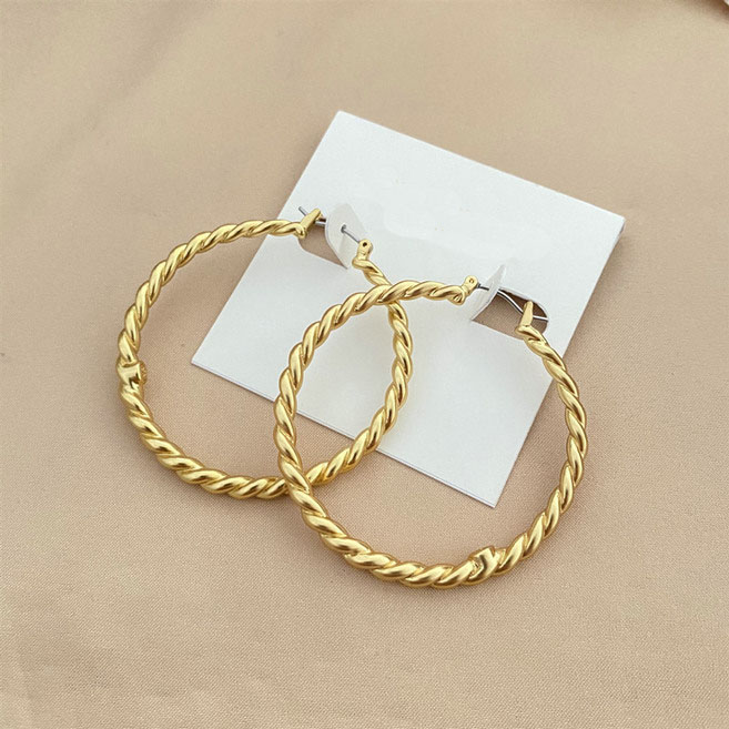 

Top Quality Hoop & Huggie Real 18K Gold Plated Twisted Brand Earring Letter earrings