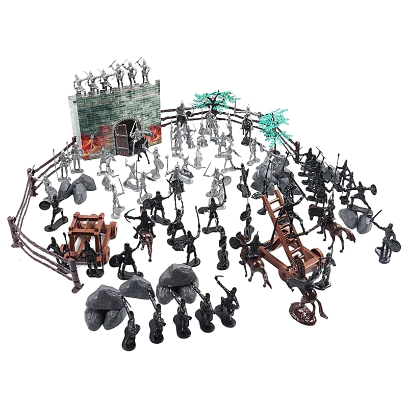 

120pcs Fort Medieval Soldiers Educational Toy Static DIY Building Miniature Castle Model Set Knight Game Accessory Decoration