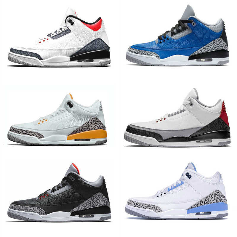 

Beige Grey Jumpman 3 Men's Basketball Shoes Racing Blue White Red Blue Cement Black and White Big Lightning North Carolina Blue Flame Red Men's Sneakers Designer
