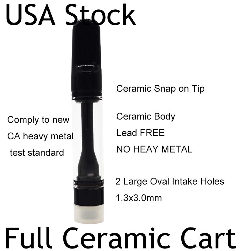 

USA Stock Carts Full Ceramic Cartridge Childproof Thick Oil Atomizer 0.5ml 0.8ml 1.0ml Empty vape pen 510 Thread Disposable 2-5 Days Delivery