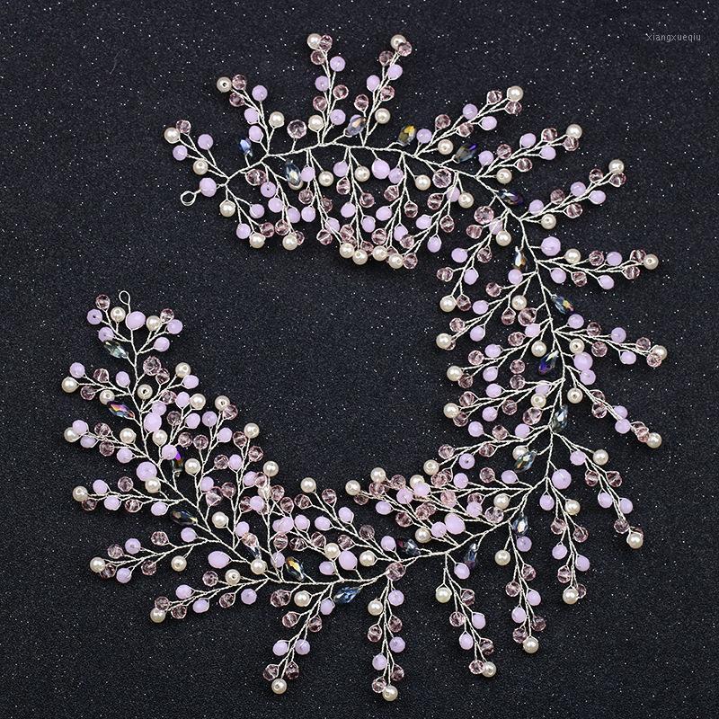 

Hair Clips & Barrettes Handmade Pink Crystal Beads Bridal Headband Rhinestone Luxury Wedding Accessories Vine Bride Hairbands Crown Headpiec, Golden;silver