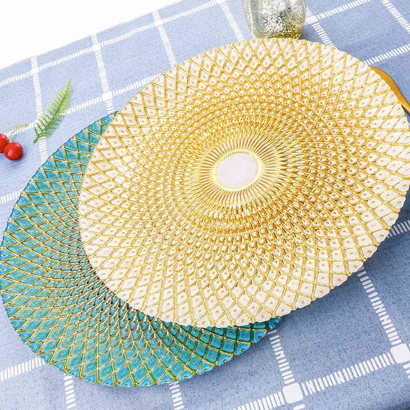 

Gold Plated dinner color pineapple fruit placing model room cushion plate
