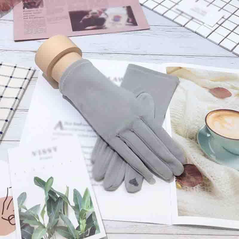 

Women Winter Plus Velvet Thick Warm Suede Leather Touch Screen Mittens Female Lovely CashmereCycling Driving Gloves1