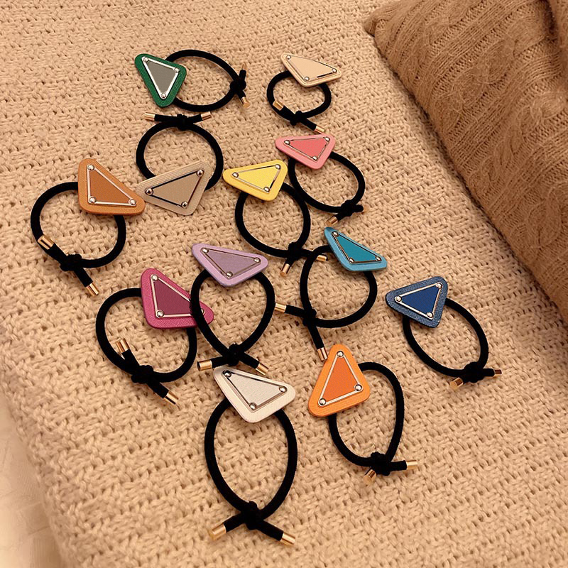 

20color Classic Simple Women Designer Letters Triangle Hair Ropes Rubber Bands Candy Color Scrunchies Hairbands Elastic Ponytail Holder Head Accessories