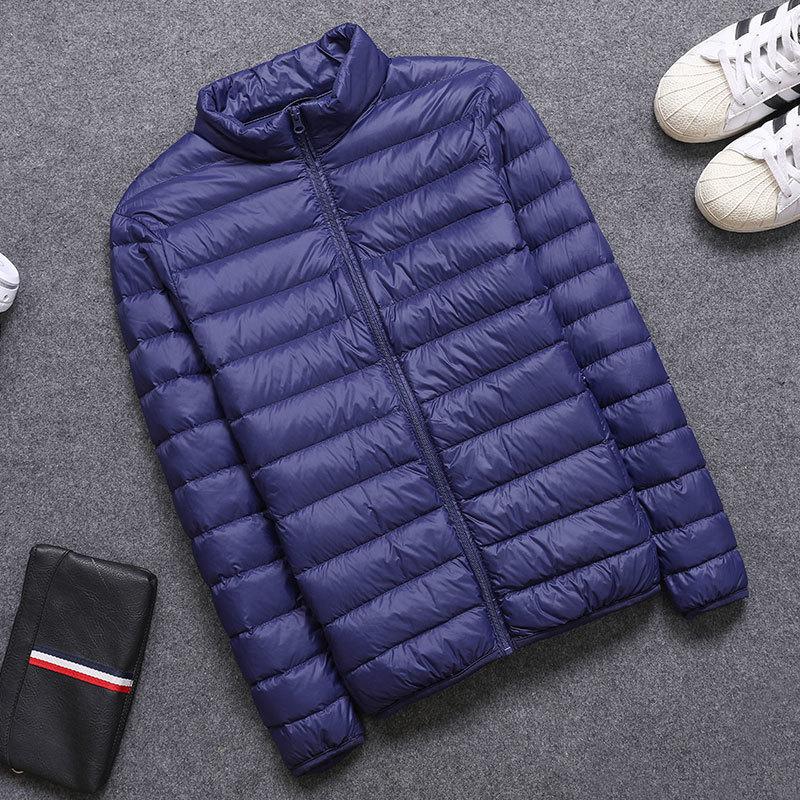 

Outdoor Jackets&Hoodies Men's Hiking Down Jackets Autumn Winter Mens Thin Stand Collar&hooded White Duck Coats Male Solid Color Warm, Blue;black