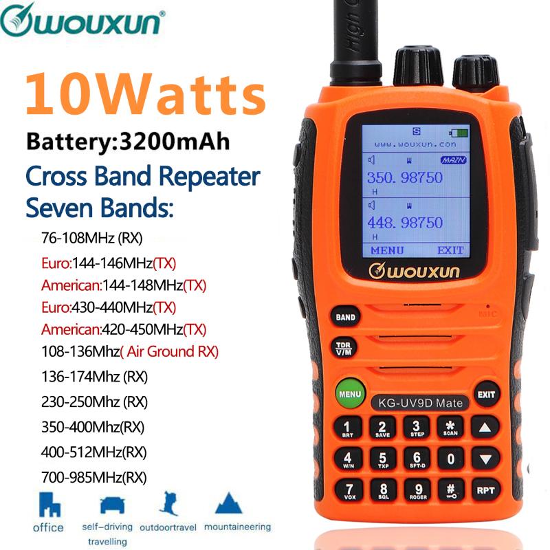 

Walkie Talkie Wouxun KG-UV9D Mate 7bands/Air Band 10 W 3200mAh Battery Cross Portable Radio Upgrade Plus