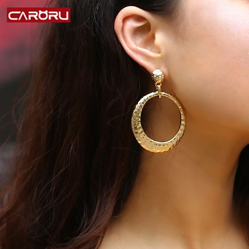 

Dangle & Chandelier CARORU Personality Retro Concave And Convex Surface Simple Circle Irregularpattyearrings For Girls Jewelry Exquisite Oor, Silver