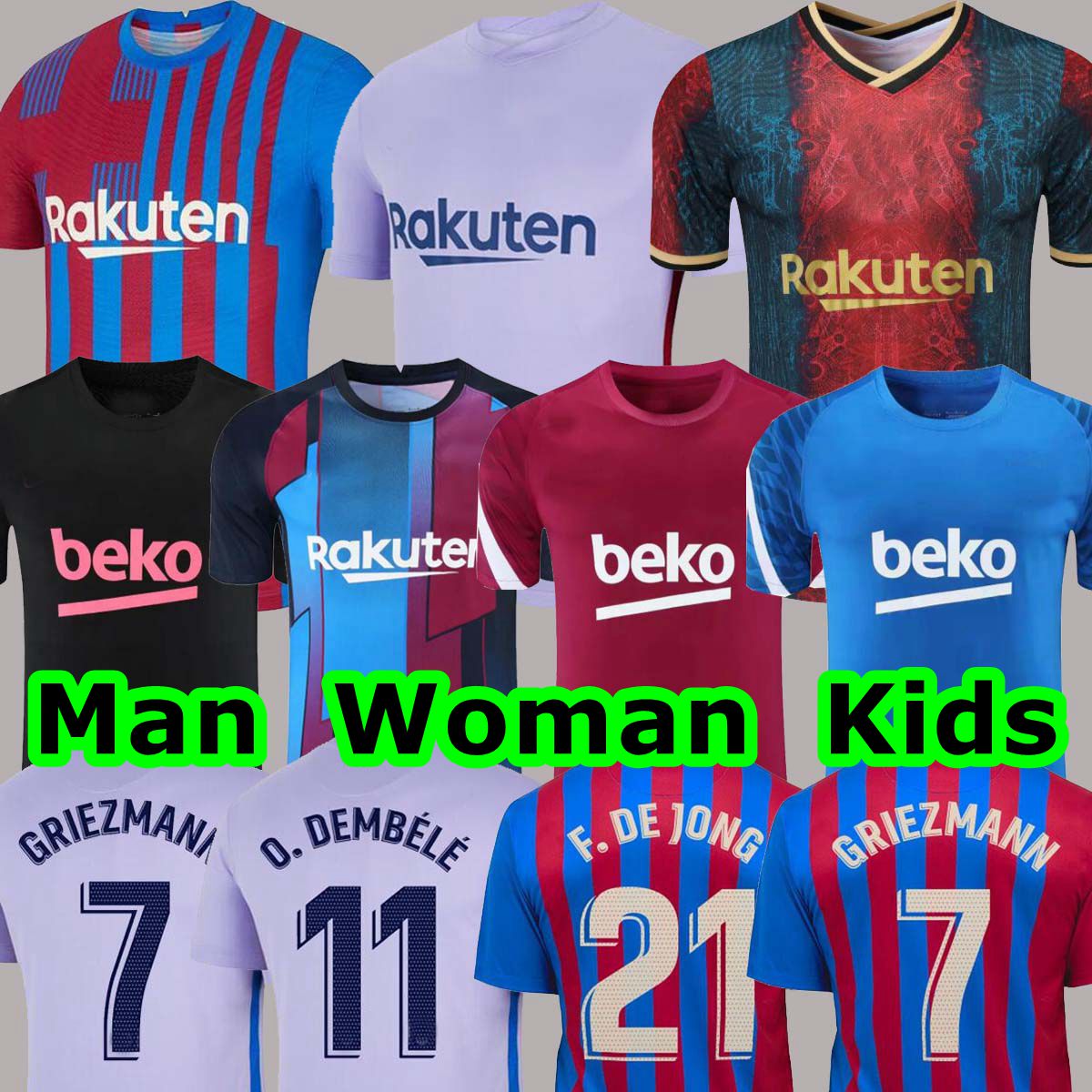 

Woman men kids Barcelona soccer jersey Camisetas de football GRIEZMANN F. DE JONG Training suit BARCA FC 20 21 22 ANSU FATI 2021 2022 MEMPHIS PEDRI Kun Aguero DEST, 21/22 training man