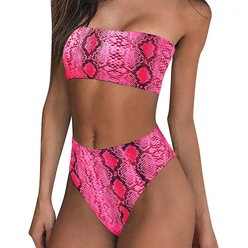 

Women's Swimwear 2021 Women Top Swimsuit Sexy Bandeau Solid Bikini Push-up Padded Beachwear Set Biquini, Hot pink
