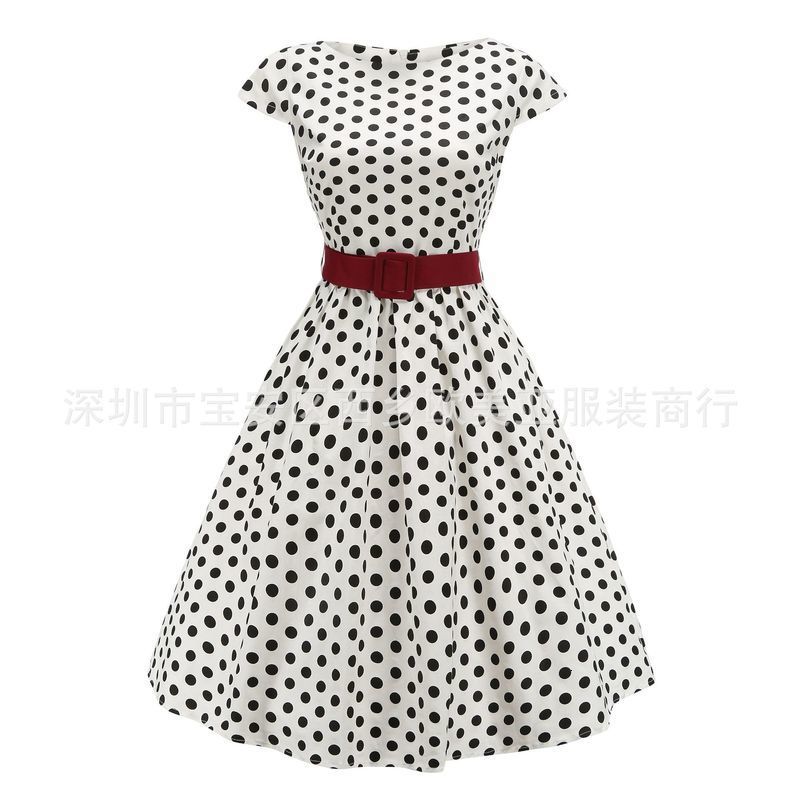 

Dresses Women's Casual patchwork skirt Hepburn 50s dress, Black;gray