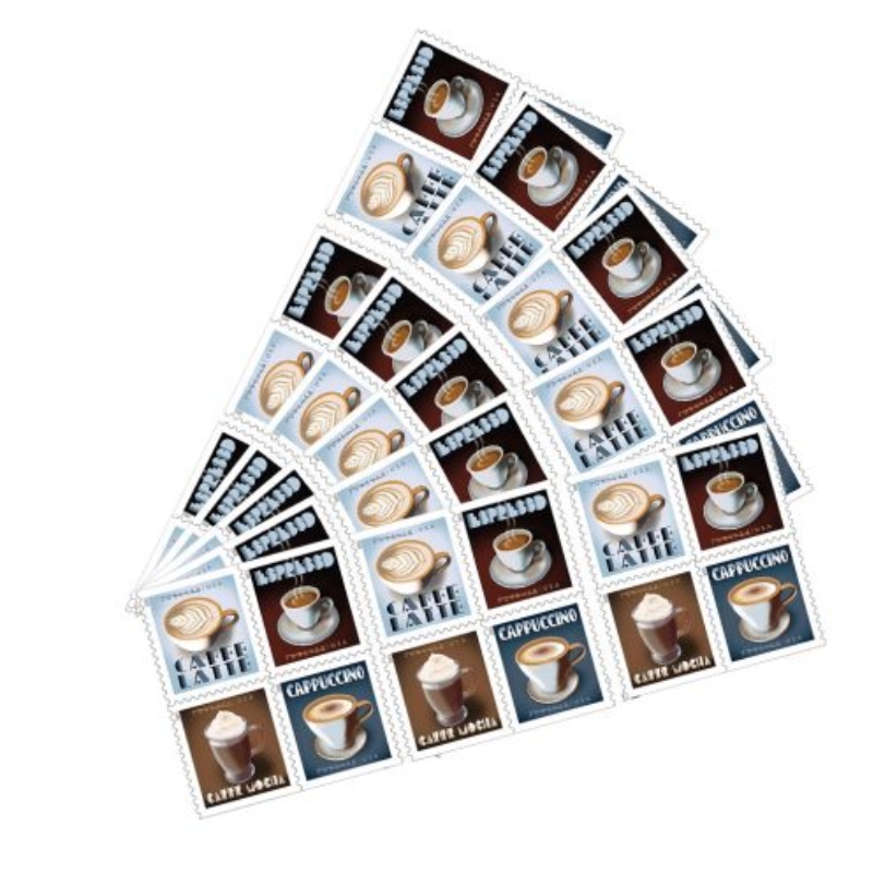 

US FLAG Stamps Espresso coffee DAY Party Mail Supply First Class Rate Booklet Pane of Envelopes Letters Postcard 100pcs tn