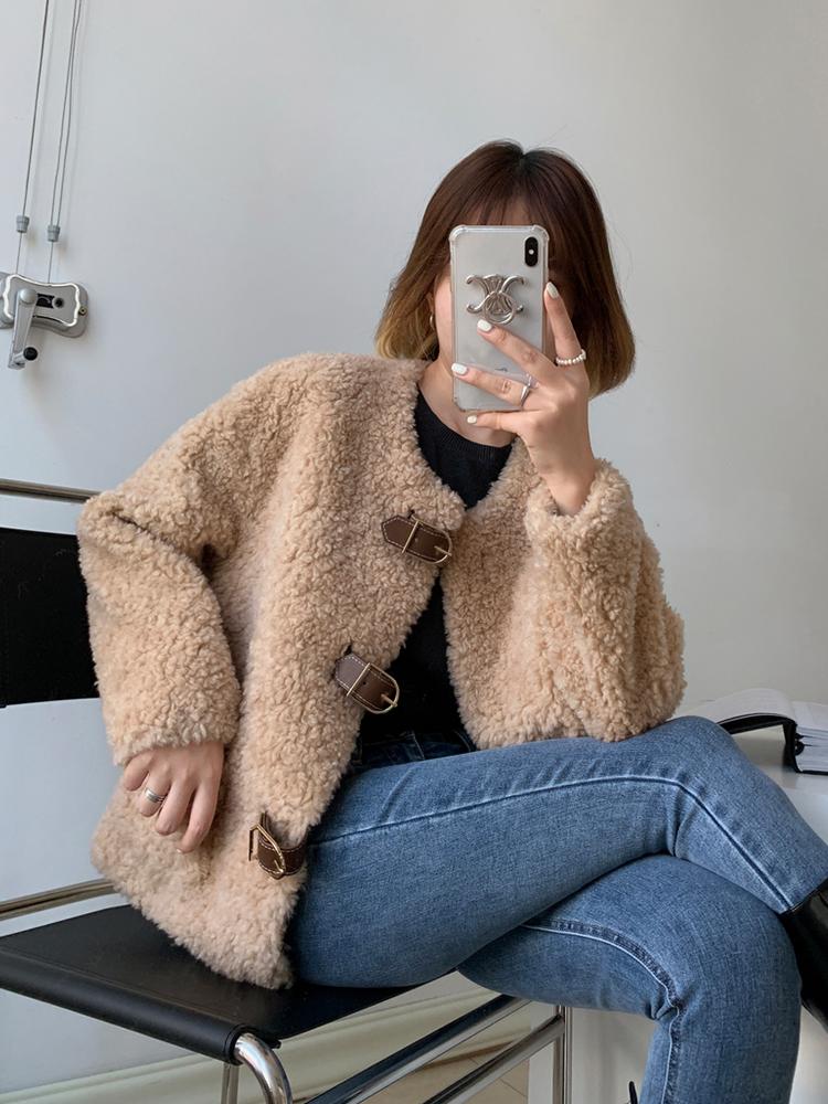 

Women's Fur & Faux Women 2022 Autumn Winter Real Wool Fashion Parka Female Warm Jacket Natural Sheep Coat Lady Thick Overcoats A15, Black