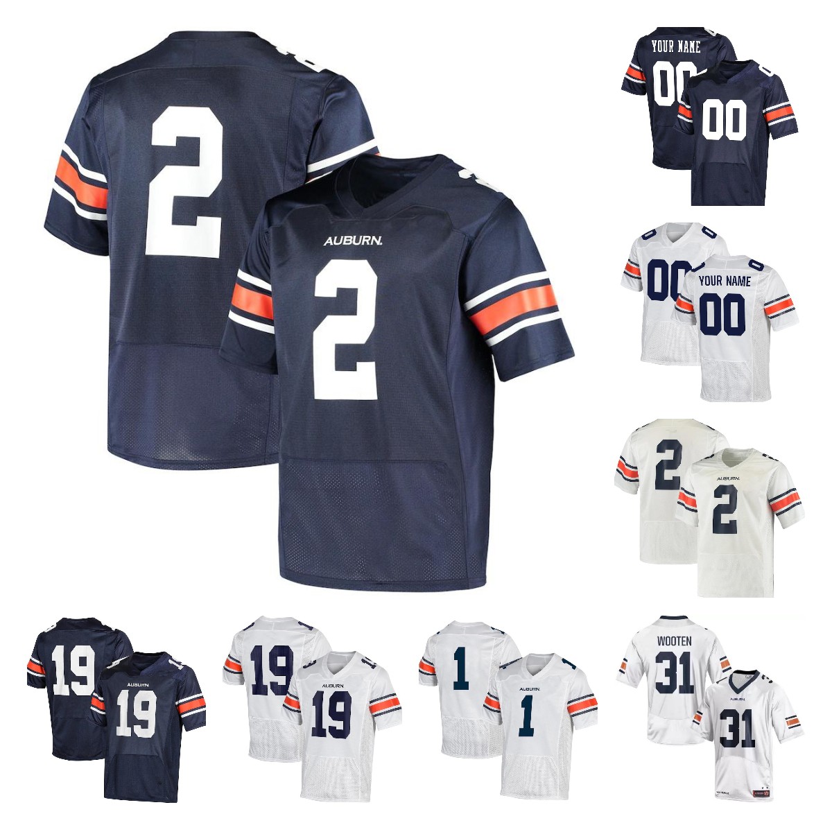 

Auburn Tigers College Football Jersey 2 Cam Newton 9 Zakoby McClain Chandler Wooten TD Moultry Tank Bigsby Seth Williams Pat Sullivan Nick Fairley, Blue