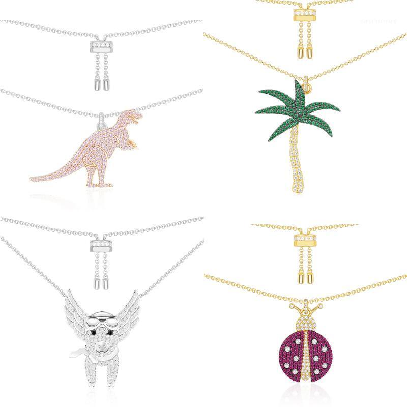 

High Quality Coconut Tree Dinosaur Choker Insect Elephant Necklaces Women Jewelry Animal Cadeau Gold Chain Chains