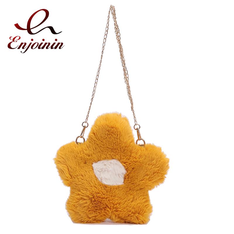 

Evening Bags Cute Faux Fur Flower Shape Purses And Handbags For Girls Soft Cartoon Chain Shoulder Bag Women Kawaii Clutch Small Crossbody, Yellow