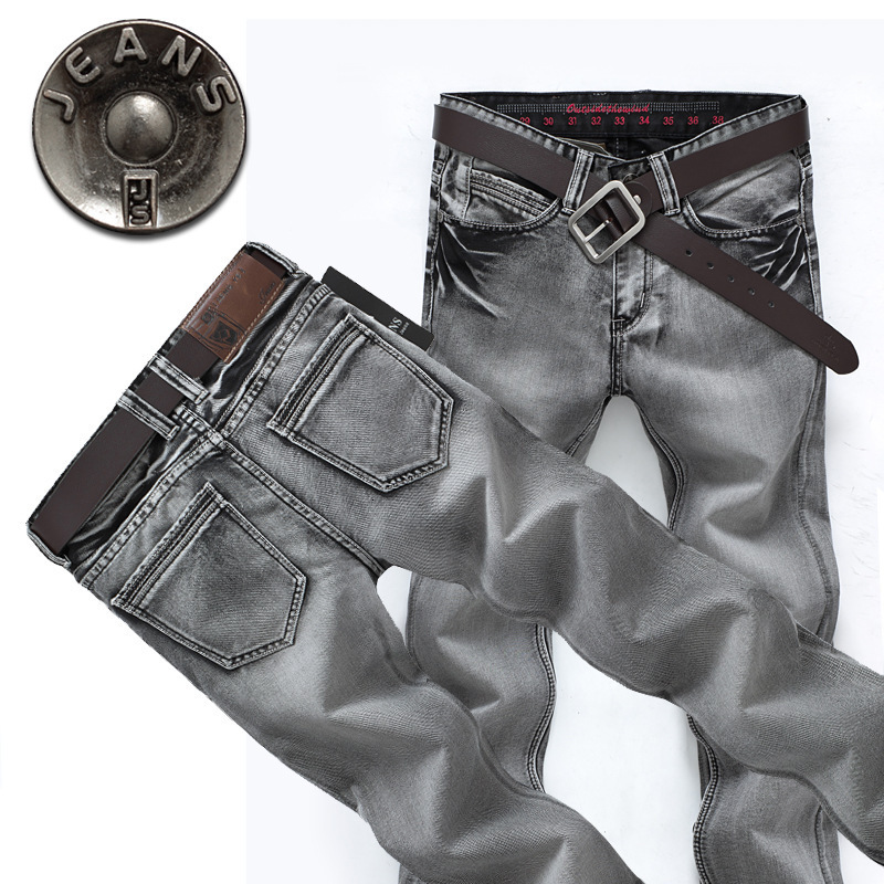 

Men's Jeans Fashion Casual Men's straight jeans smoke gray denim trousers biker locomotive hombre 28-38 Q9B7