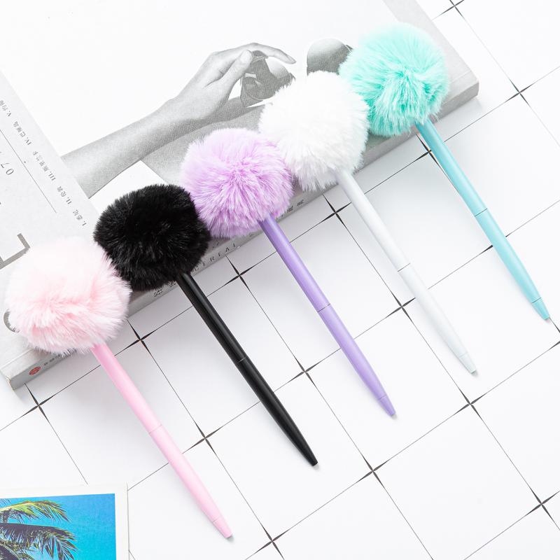 

Ballpoint Pens Hairball Pen 5 PCS Stationery South Korea Cute Cartoon Office Fluffy Ball LOVELY Supply, 5 pcs a