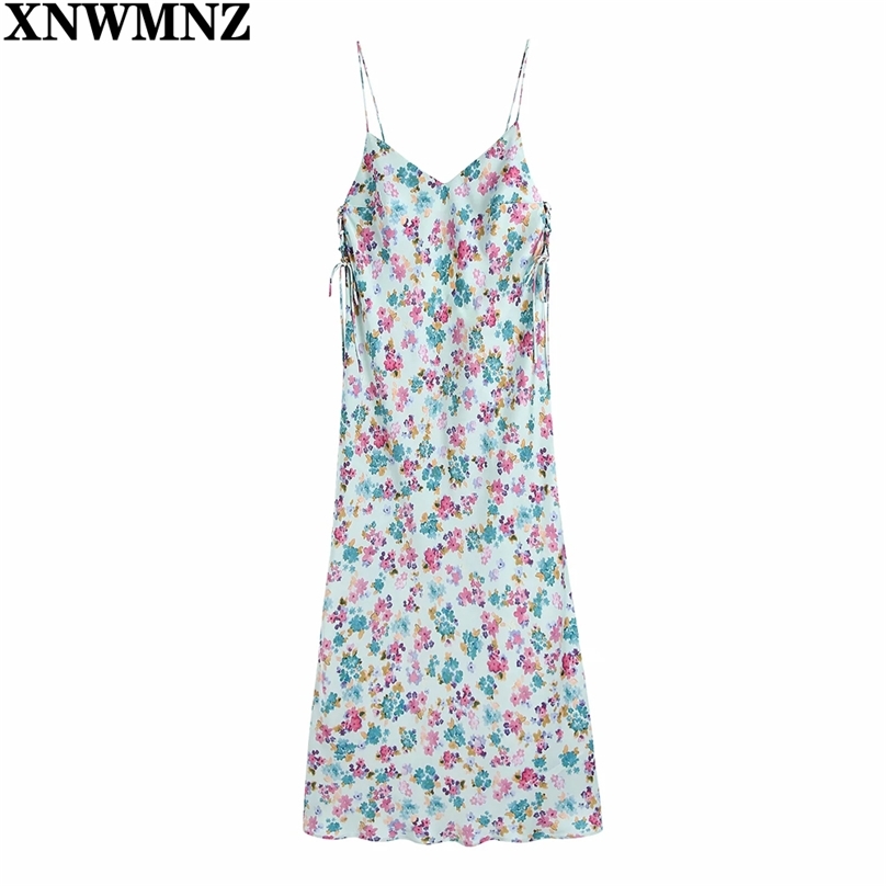 

Summer Camisole Dress Women Floral Printed V Neck Dresses Female Party Vestido Elegant Girls Backless Causal Outfits 210520, Green