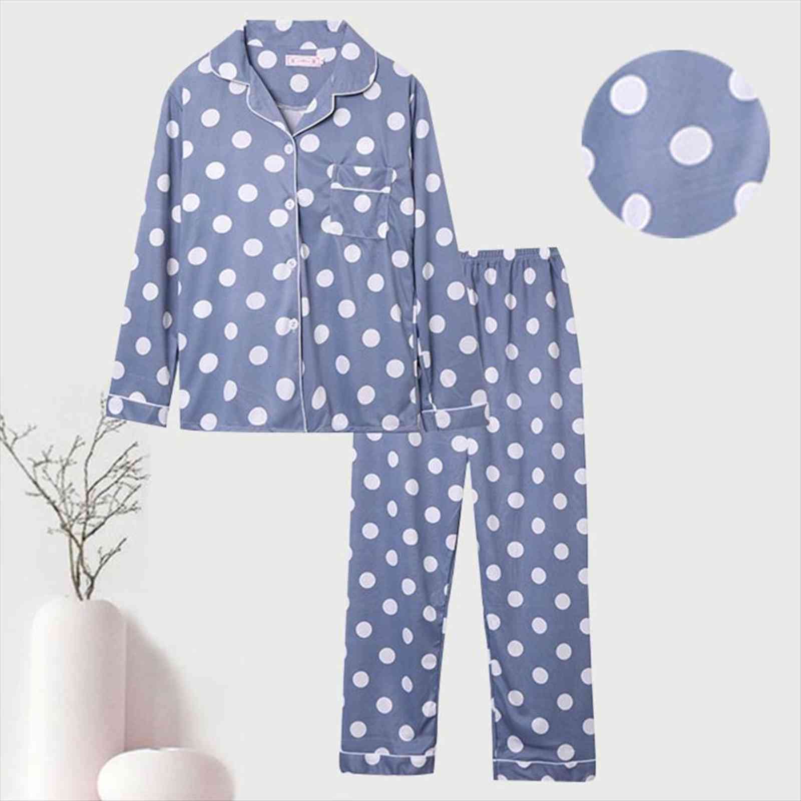 

polka dot plus size pajamas womens sleepwears set cute long sleeve leisure sleepwear for women loose nightwear homewear suit pijamas, Black;red