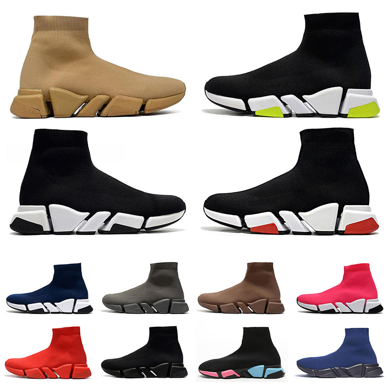 

2022 Mens sock Casual shoes Platform womens women Sneakers speed Runner trainer 1 2.0 Triple Black White Classic with Lace jogging walking outdoor fly boot size 36-45, 001 color 18