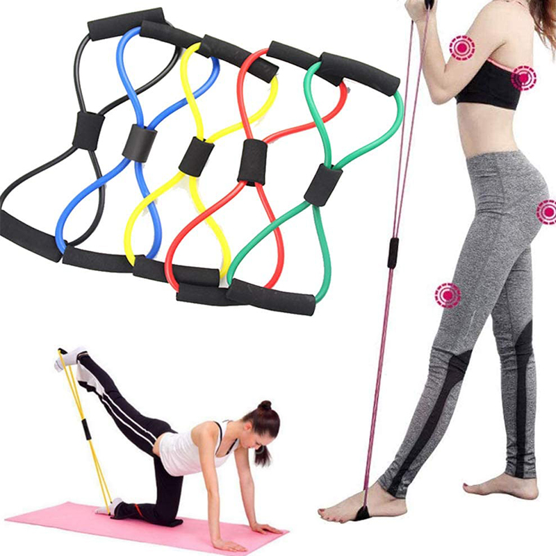 

Yoga Resistance Exercise Bands Gym Fitness Equipment Pull Rope 8 Word Chest Expander Elastic Muscle Training Tubing Tension Rope, Red