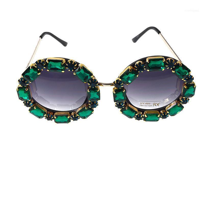 

Sunglasses Fashion Baroque Round Women Girls Flower Retro Brand Sexy Green Crystal Birthday&Party Gifts1