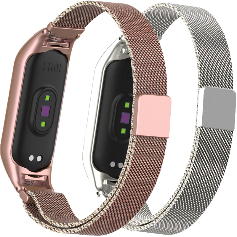 

strap for xiaomi mi band 4 5 6 wrist magnetic metal bracelet stainless steel pulseira miband for mi band 6 miband 5 4 wristband, Black;brown