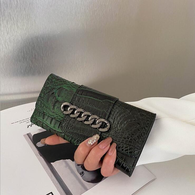 

Factory wholesale women handbag vintage leather long wallet elegant and versatile Alligator wallets folding large embossed Stone storage bag, Grey1(boutique box)