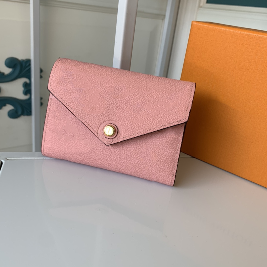 

High Quality Luxurys Designers Wallets Purse Bag Fashion Short Victorine Wallet Embossed Monograms Empreinte Classic Pallas Card Holder Zippy Coin Purses, Pink