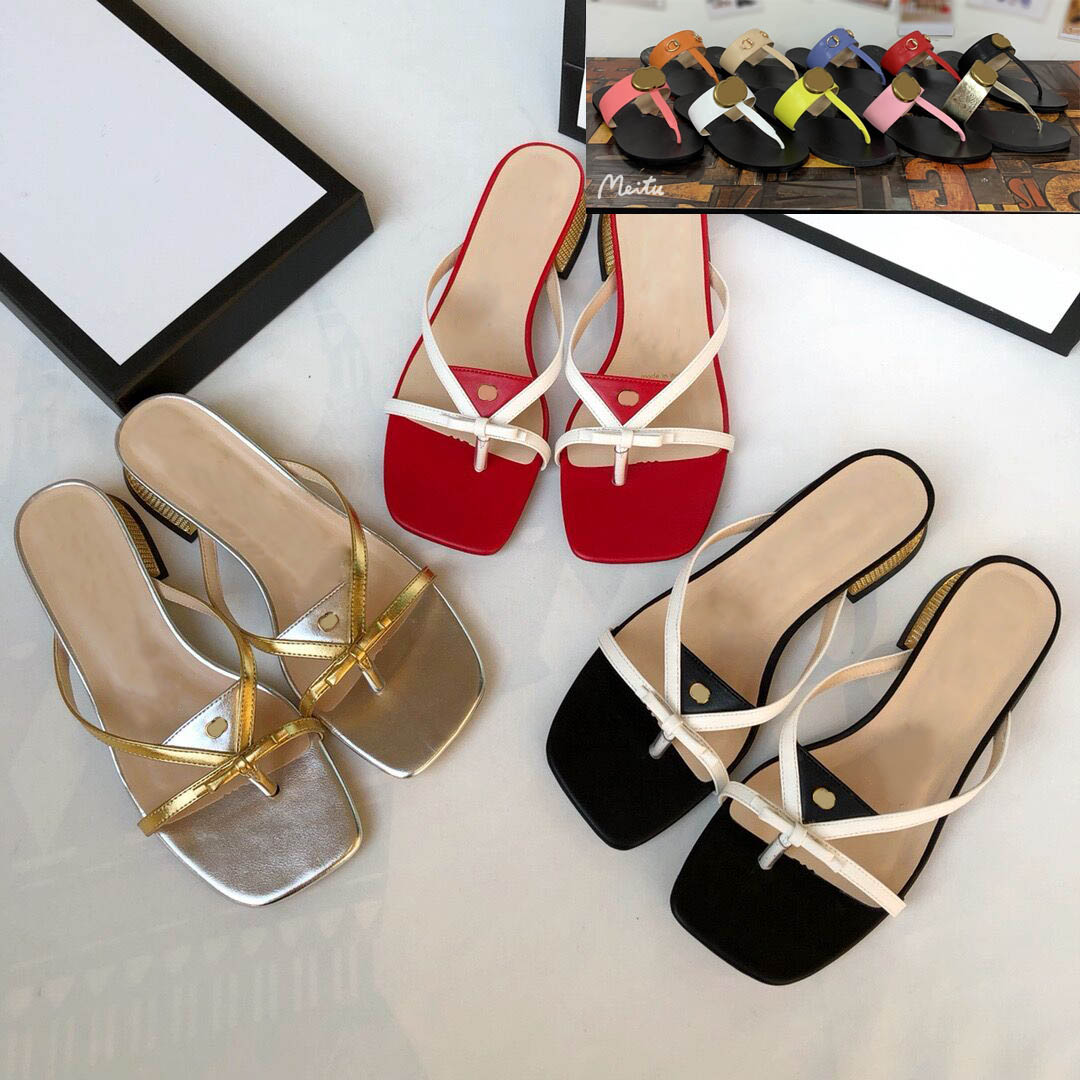 

2022 Classic Women Mens Hipster Beach Sandals Slippers designers Ladies Slides Double letter Bee Metal Summer Gear bottoms Flip Flops Fashio, Black