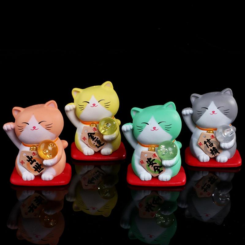 

Decorative Objects & Figurines 1/3/5Pcs 3D Lucky Cat Figurine Japan Cartoon Manek Neko Animal Model Miniatures Home Car El Restaurant Decor