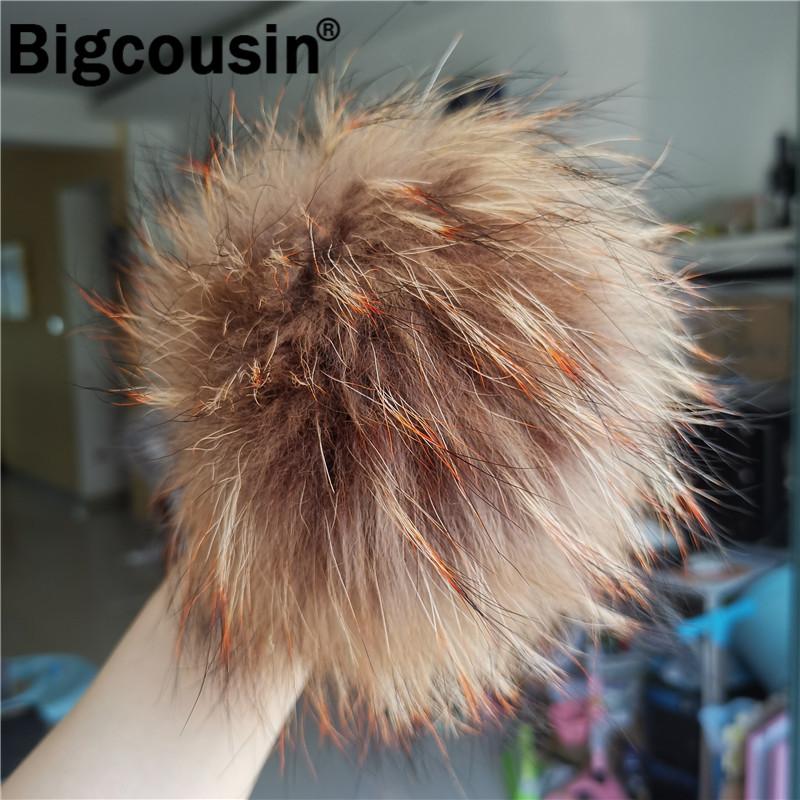 

Scarves Real Raccoon Fur Pompoms Fluffy Brown With Orange