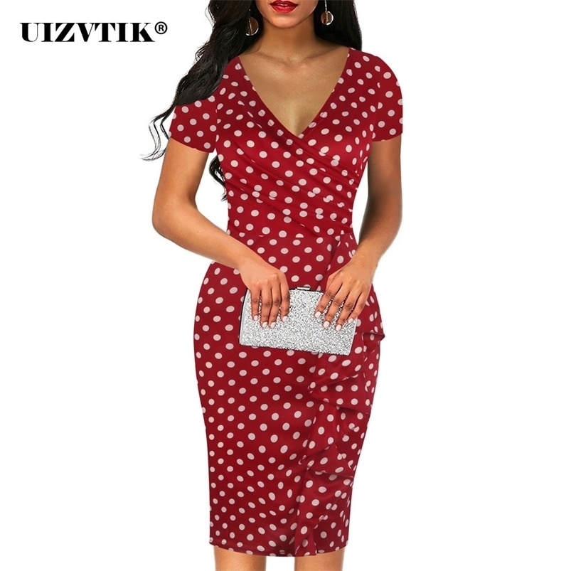 

Summer Dres Sexy V Neck Ruffles Long Party vestidos de mujer Casual Slim Dot Print Bodycon Plus Size Clothing 210701, White