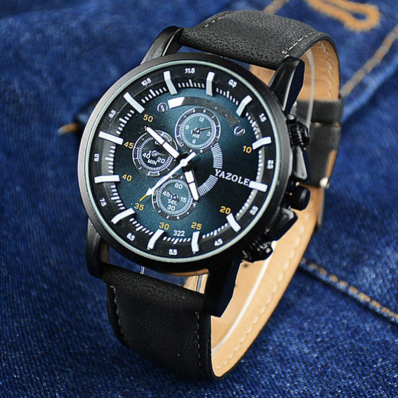 

Wristwatches Yazole Men Watch Luxury Top Brand Business Male Clock Quartz-wristwatch Leather Relogio Masculino Reloj Hombre Saati 2021