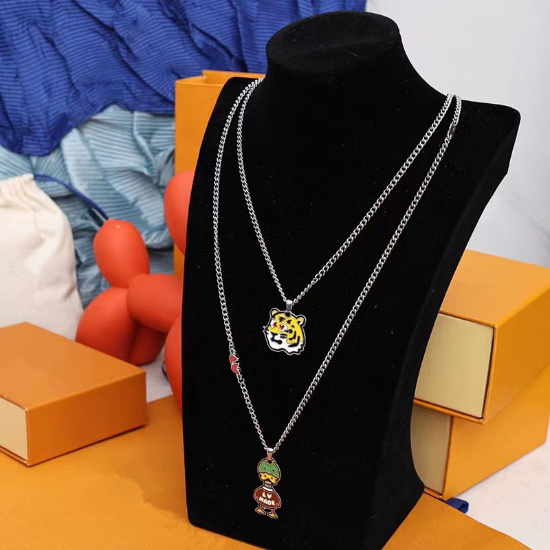 21ss high quality luxury jewelry men&#039;s duck Tiger Pendant Necklace fashion personalized accessories holiday gifts-image-745118327