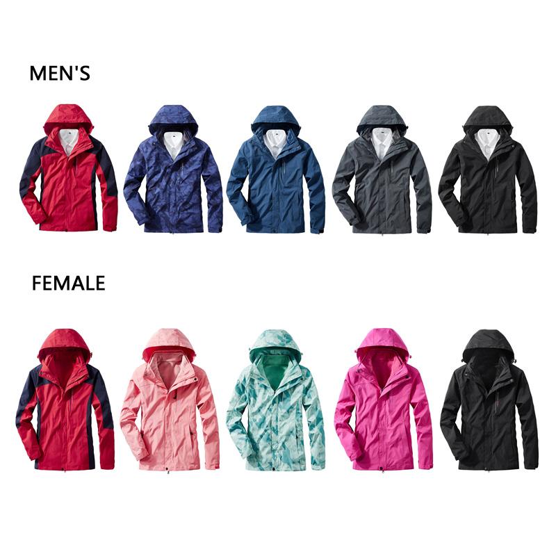 

Outdoor Jackets&Hoodies 2021 Winter Camouflage Hiking Jacket Coat Unisex 3 In 1 Windproof Waterproof Climbing Cycling Sport Running Hoodies, Blue;black