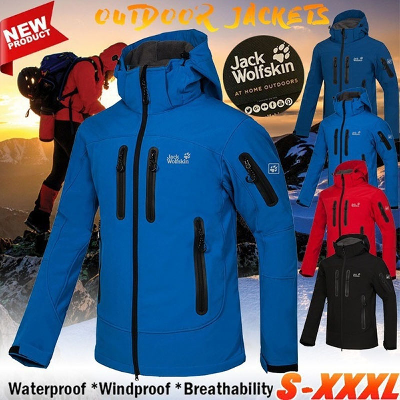 

2021 New Jack Men's Outdoor Wolfskin Camping Soft Shell Windproof Waterproof Hiking Winter Jacket, Black;brown