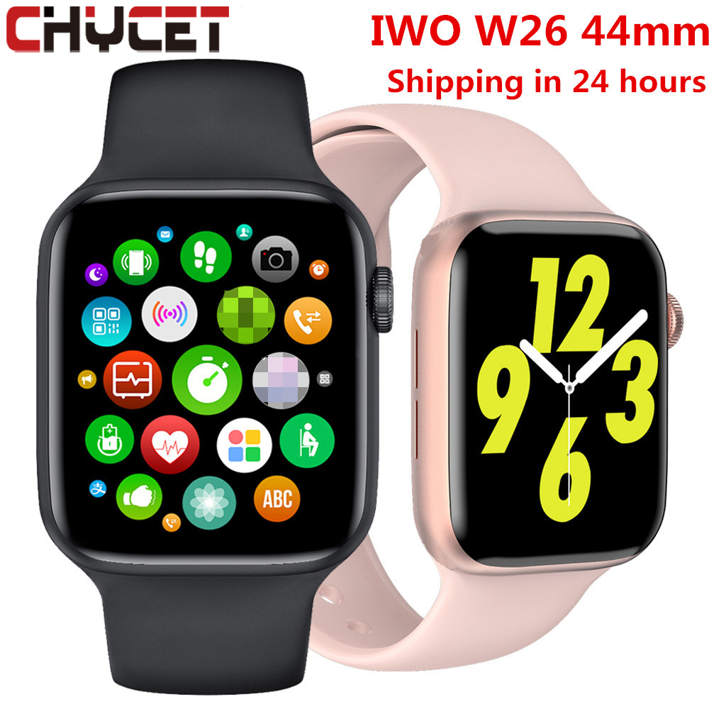 

2021 Original IWO W26 W46 Smart Watch Men/Women Heart Rate/Blood Pressure Monitor Clock Smartwatch For Android IOS PK HW22 HW16g, W26 black