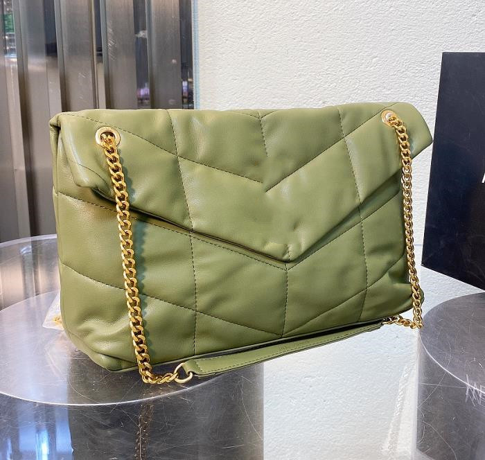 

2021 loulou poffers Cross Body bag dalingge chain letter envelope soft leather high quality large capacity messenger fashion two sizes designer, Green-34