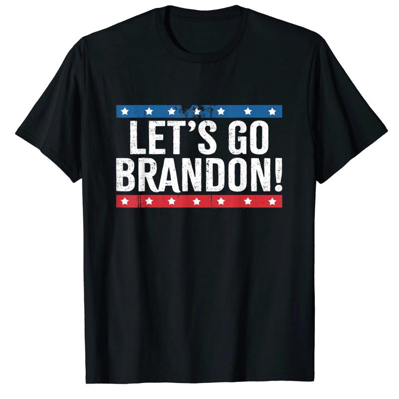 

Men's T-Shirts Unisex 100% Cotton Lets Go Brandon Let's Funny Men Vintage Novelty Oversized T-Shirt Women Casual Tee, White