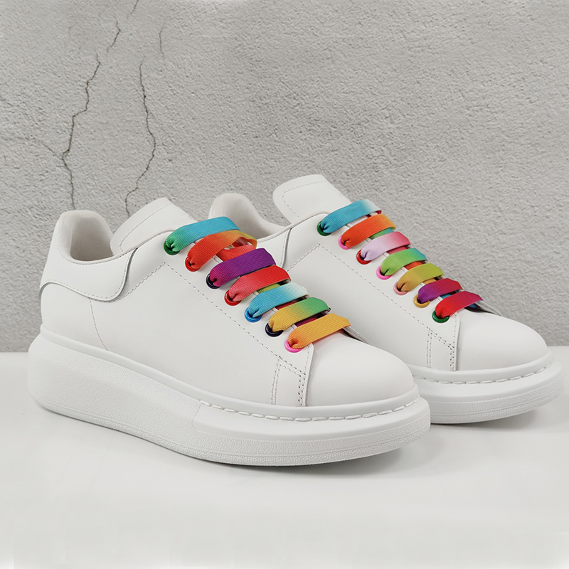 

[With Box] Fashion Men Shoe Designer Women Leather Lace Up Platform Oversized Sole Sneakers White Black mens womens Luxury velvet suede Casu, Black;white