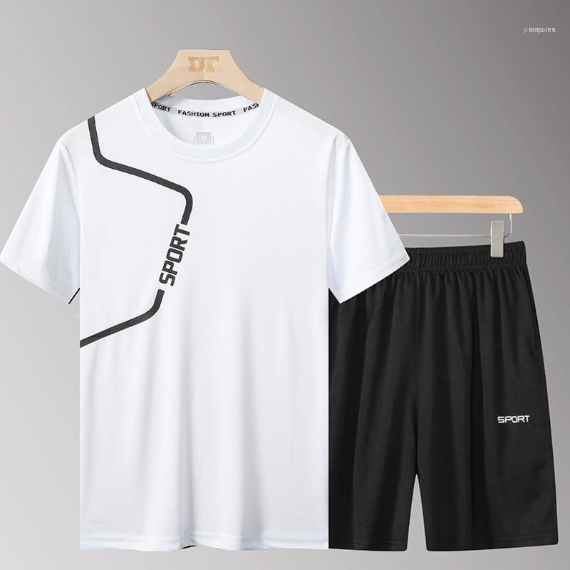 

Men's Tracksuits Mens Suit Tracksuit Summer Sportwear Casual Fitness Fast Drying Elastic Short Sleeve Pants Sports Male Clothing1, Gray