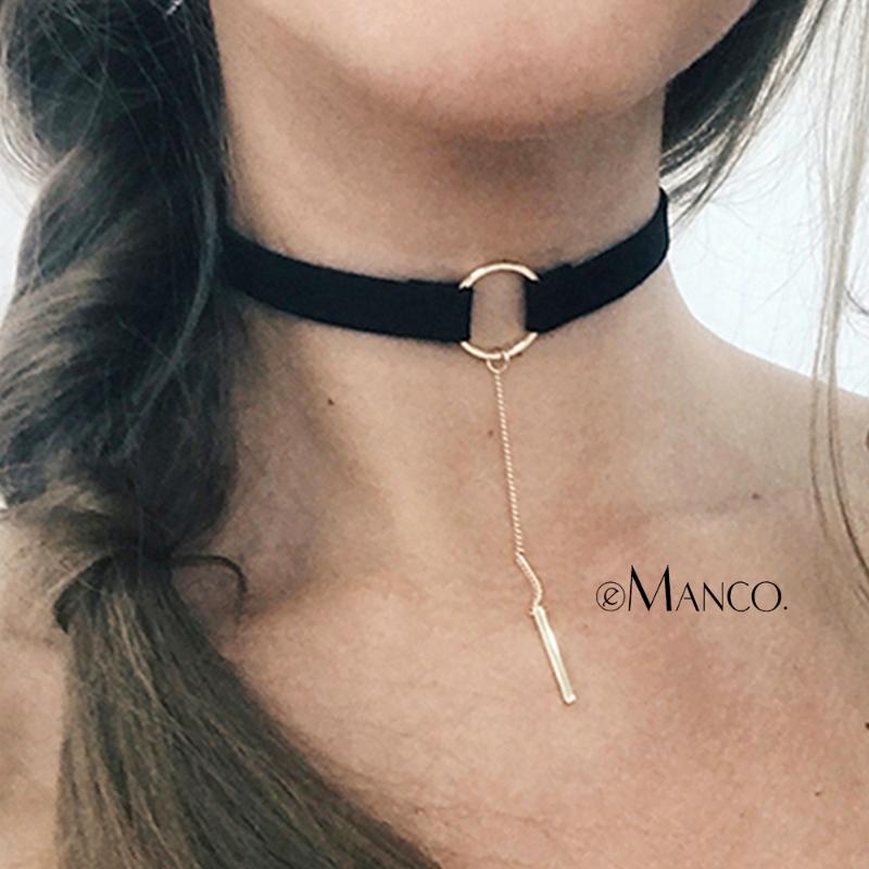 

Chokers Black Leather Short Chain Necklace Fashion Elegant Gold Pendant Set Jewelry Gift Wholesale