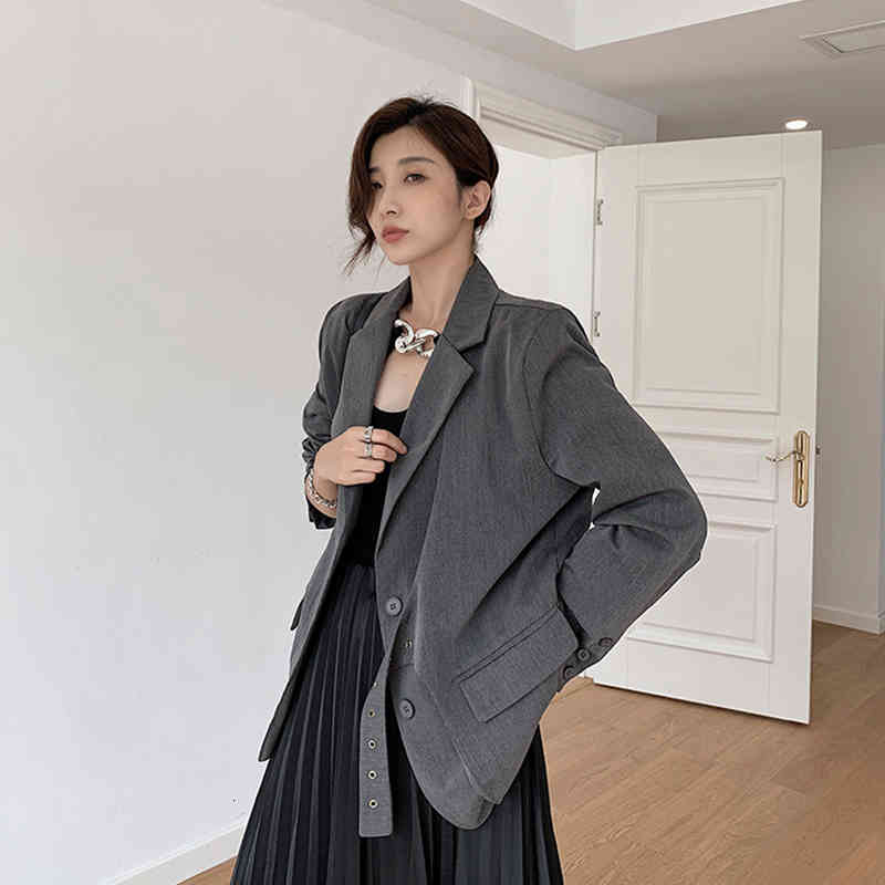 

Women's Suits & Blazers [Eam] Bumpy gray jacket big size, lapel long sleeve, loose tide, spring fashion 1dc042 YDXQ, 1# shoe box