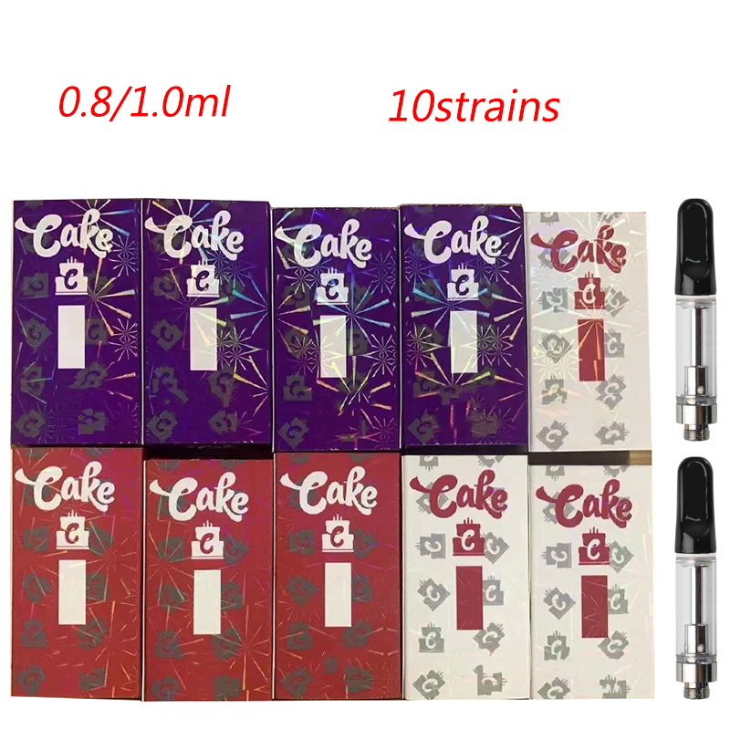 

Cake Vape Cartridges Packaging 0.8ml 1.0ml Atomizers Carts Ceramic Coil Empty Vapes Pens Cartridge Thick Oil Vaporizer 510 Thread