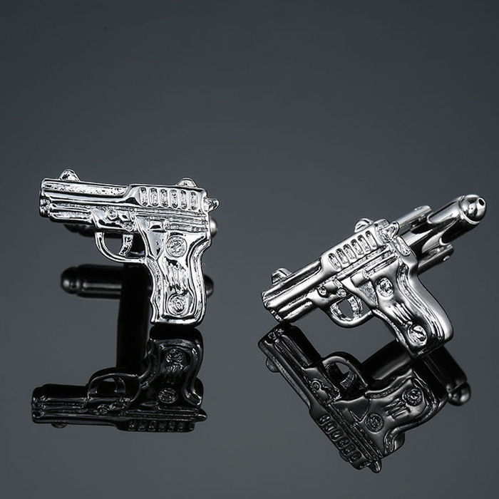 

UPDATE Cuff links business suit shirt cufflinks sleeve button bullet gun Business suit top Jewelry