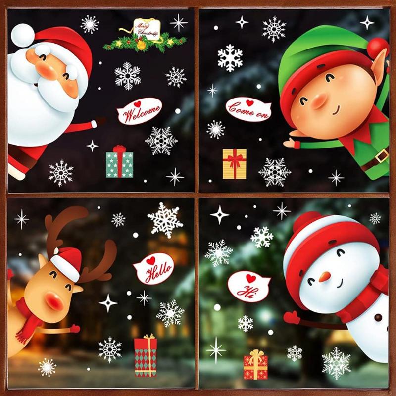 

Christmas Decorations Santa Window Stickers Wall Ornaments Decoration Merry For Home Decor Year