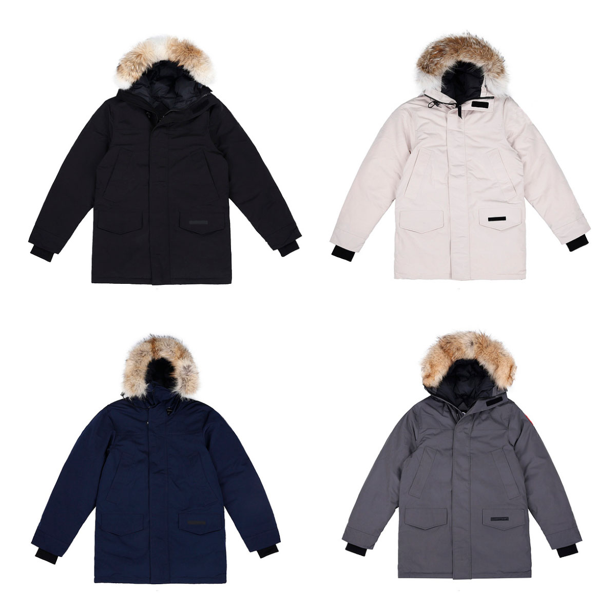 

New US Men Winter Down Bomber Jacket Thicken Short Wolf Fur Fourrure Fluffy hoodieCoat Outdoor Classic Male Zipper Windproof Cold Warm Parkas E0205 Size XS, Dustbag