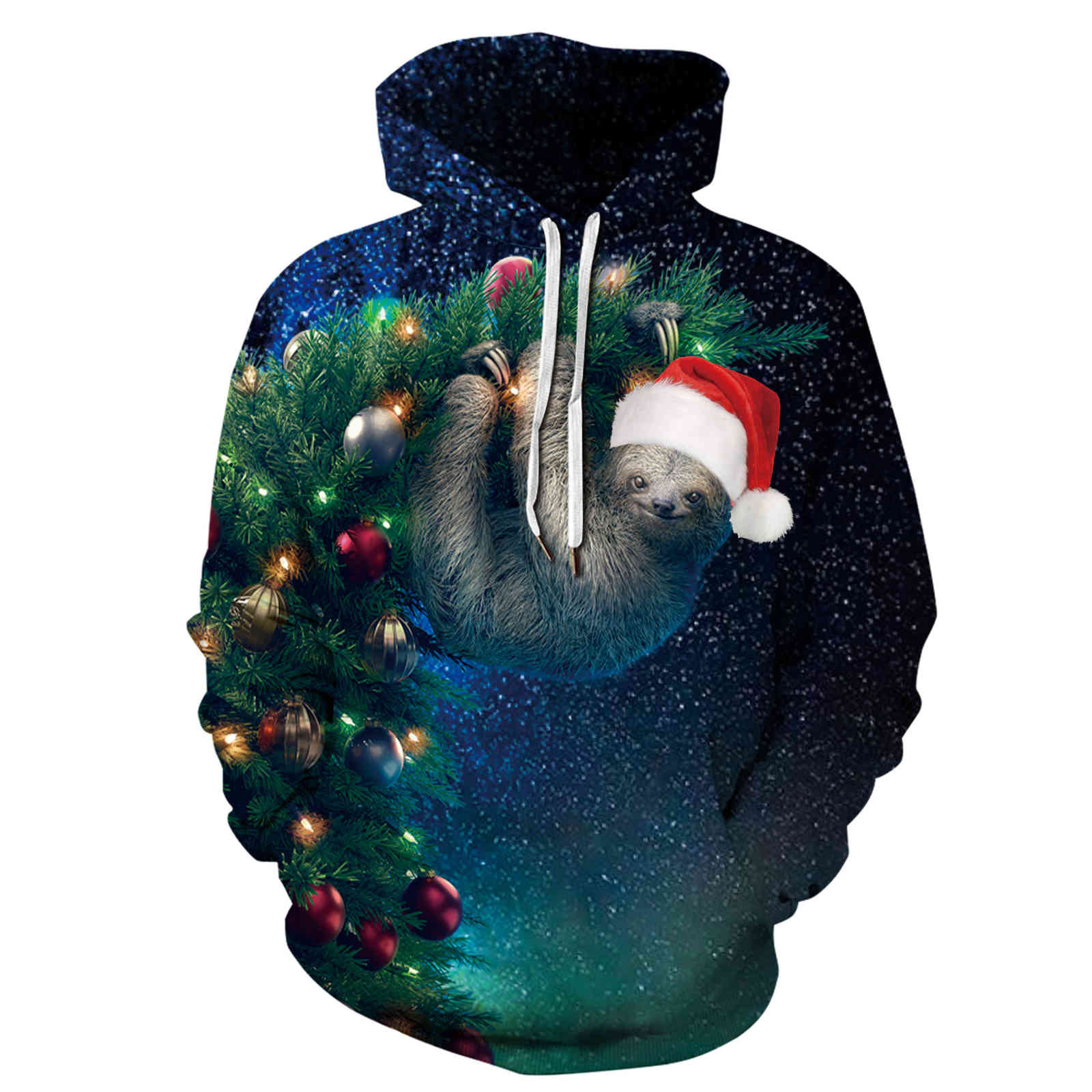 

2021 men' 3D digital printing loose Pullover Hoodie sweater jacket, Christmas koala