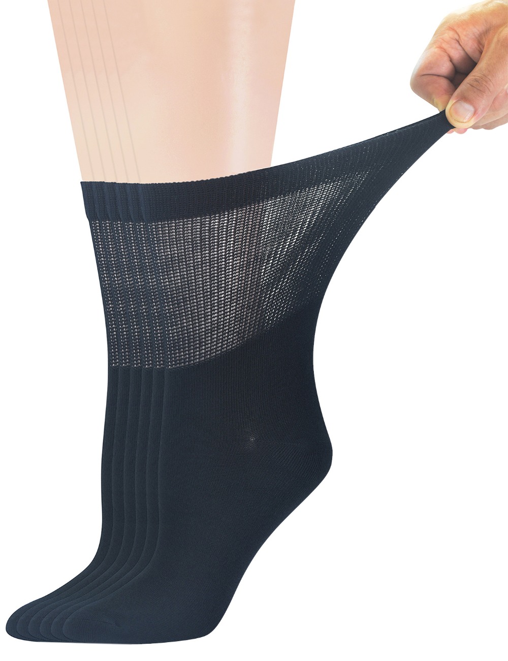 

Womens Bamboo Diabetic Crew Sos With Seamless Toe6 Pairs Size 9-11, Black